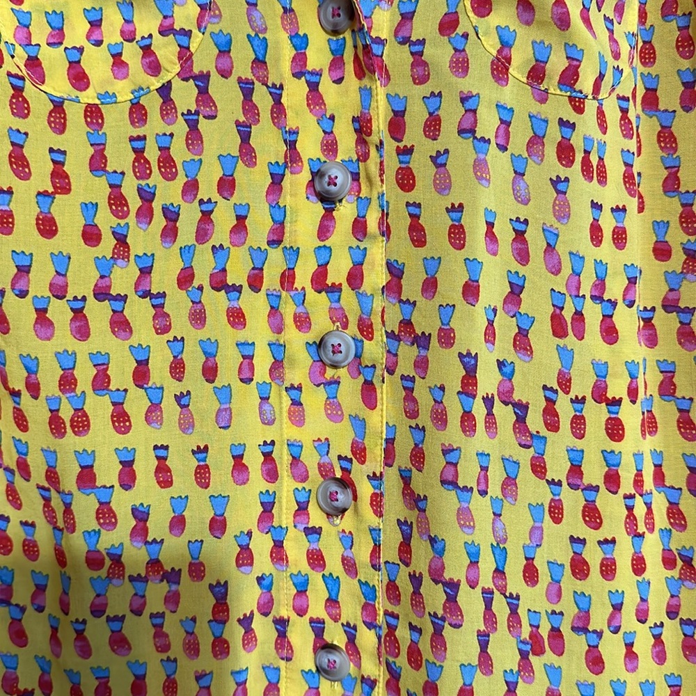 Maeve Anthropologie Pineapple Patterned Button Do… - image 4